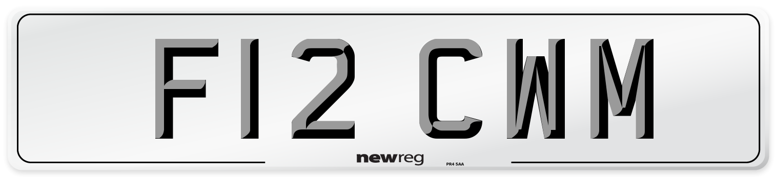 F12 CWM Number Plate from New Reg